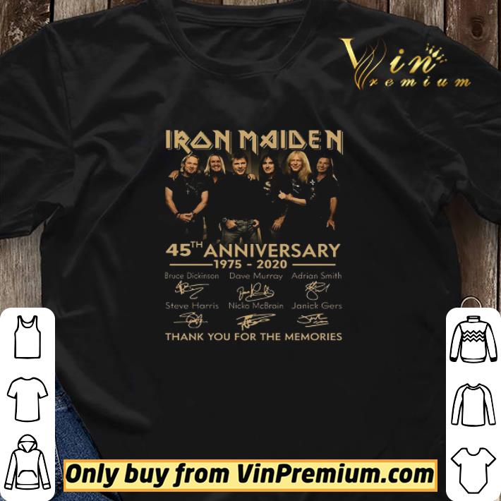 Iron Maiden 45th Anniversary 1975 2020 Signature Thank You For The Memories shirt sweater Iron Maiden 45th Anniversary 1975 2020 Signature Thank You For The Memories shirt sweater