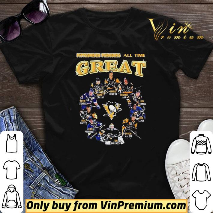 Pittsburgh Penguins all time Great Mario Lemieux Jaromir Jagr Ron Francis signatures shirt sweater