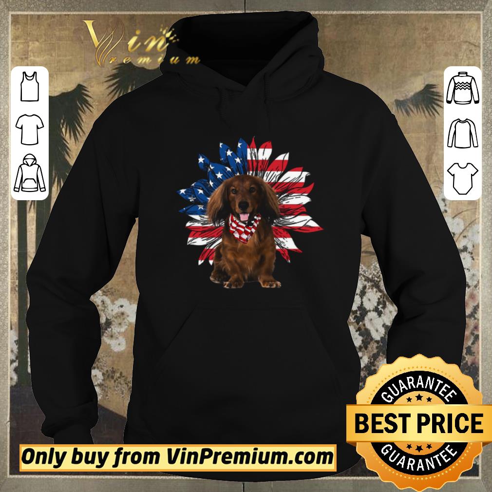 f79e59a0 pretty red long haired dachshund sunflowers american flag shirt sweater 4 - Pretty Red Long Haired Dachshund Sunflowers American Flag shirt sweater