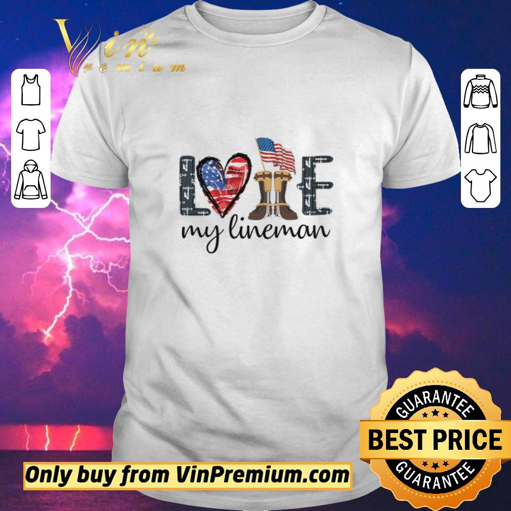 Awesome Love My Lineman American Flag shirt sweater