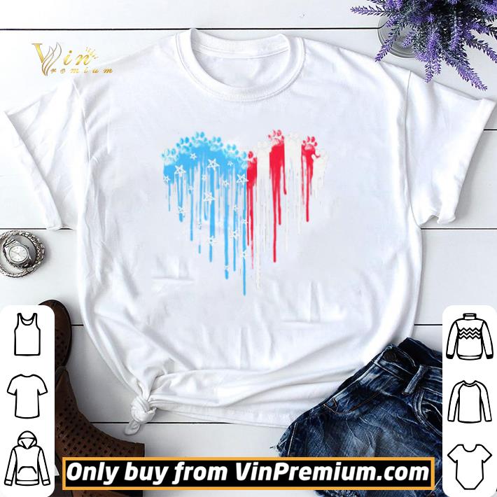 America Flag dog paw paint shirt sweater