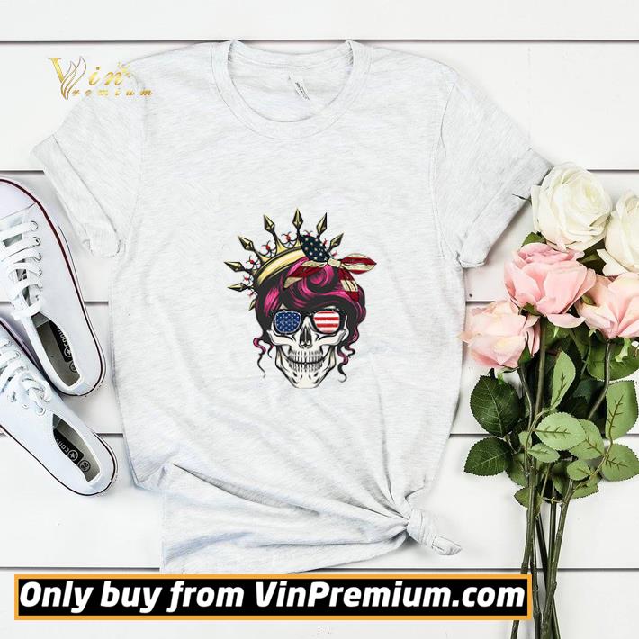 1b929d5f queen skull lady american flag bow and glasses woman skull 4th of july shirt sweater 4 - Queen Skull Lady American Flag Bow and Glasses Woman Skull 4th of July shirt sweater