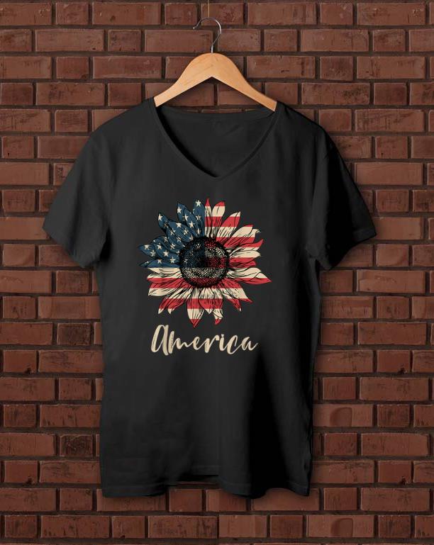 Awesome America Sunflower Flag 4th July American Patriotic Flower Shirt