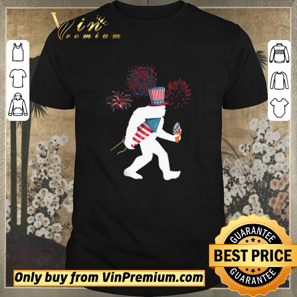Original Bigfoot Ice Cream Fireworks Funny American 4th Of July Cool shirt sweater