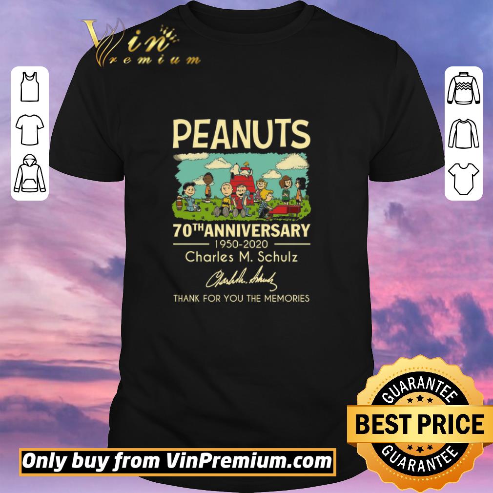 Awesome Peanuts 70th Anniversary 1950 2020 Charles M Schulz Signature Thank For You shirt sweater