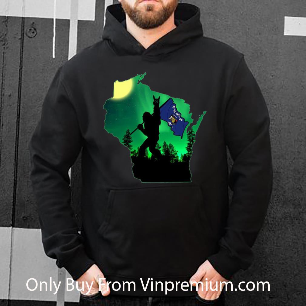 39fb624b original bigfoot moonlit night wisconsin map flag shirt 4 - Original Bigfoot Moonlit Night Wisconsin Map Flag shirt
