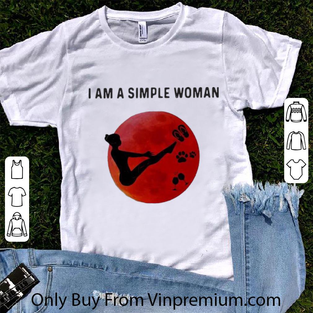 Awesome I Am A Simple Woman Yoga Flip Flop Paw Dog Wine shirt