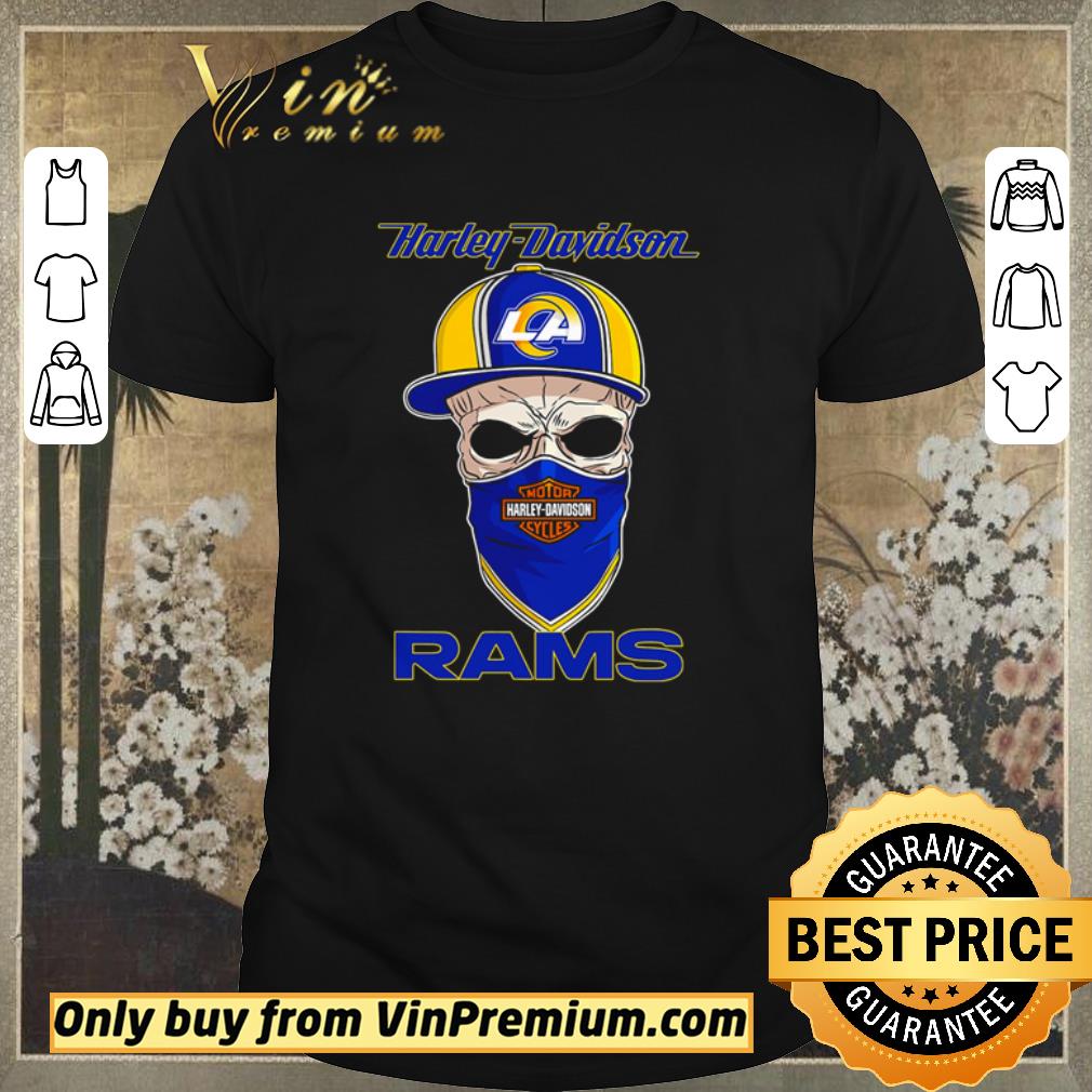 Funny Los Angeles Rams skull wearing Harley-Davidson Cycles mask shirt sweater