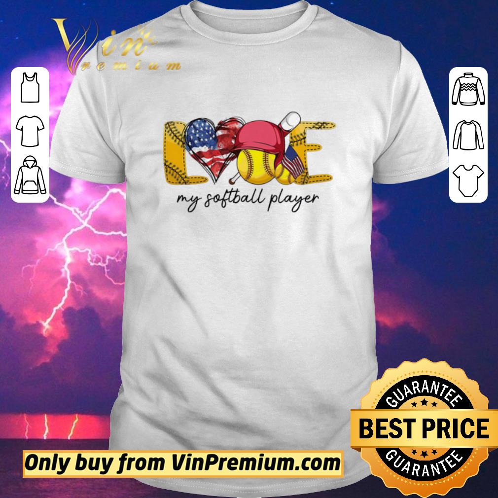 Funny Love My Softball Player American Flag shirt sweater