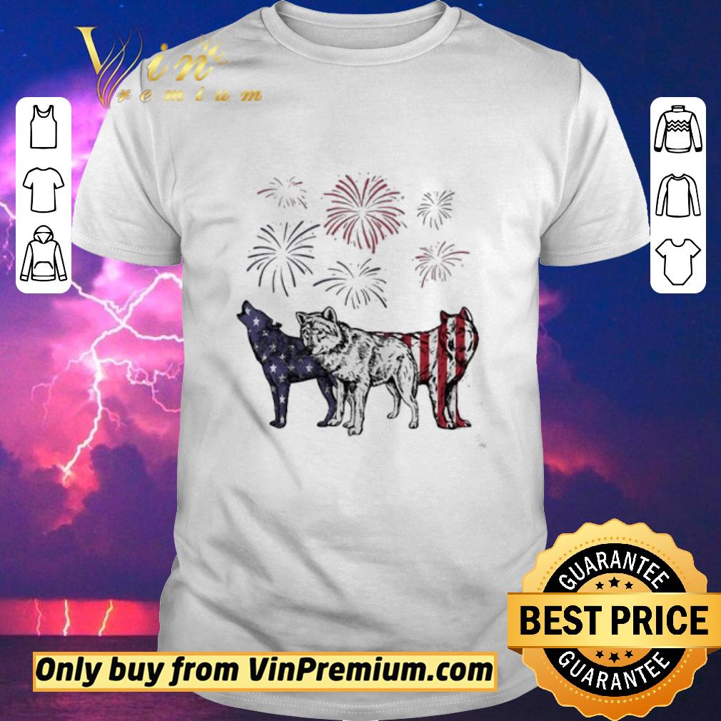 Funny Wolf firework american flag happy independence day shirt sweater