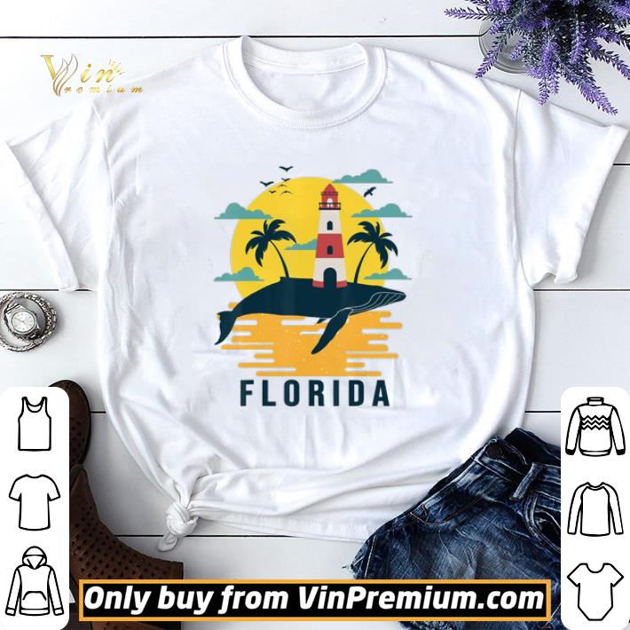 Florida Whale Lighthouse Beach Palm Tree Sunset Souvenir shirt
