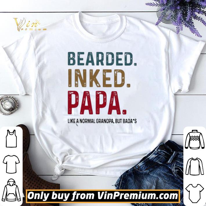 Bearded inked Papa like a normal grandpa but bada’s shirt