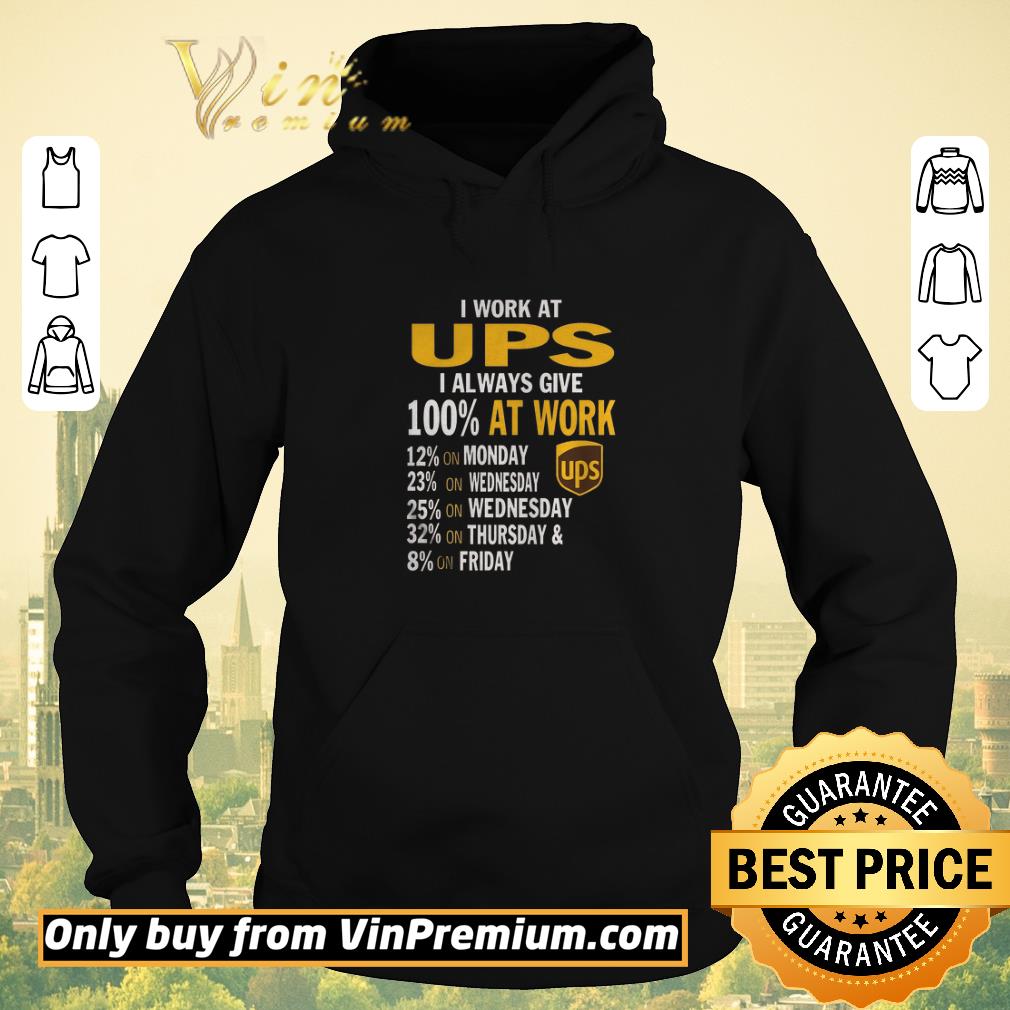 81d8d683 funny i work at ups i always give 100 at work 12 on monday 23 on wednesday shirt 4 - Funny I Work At Ups I Always Give 100% At Work 12% On Monday 23% On Wednesday shirt