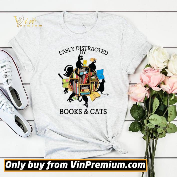 94d39666 easily distracted by book and cats shirt sweater 4 - Easily Distracted By Book And Cats shirt sweater