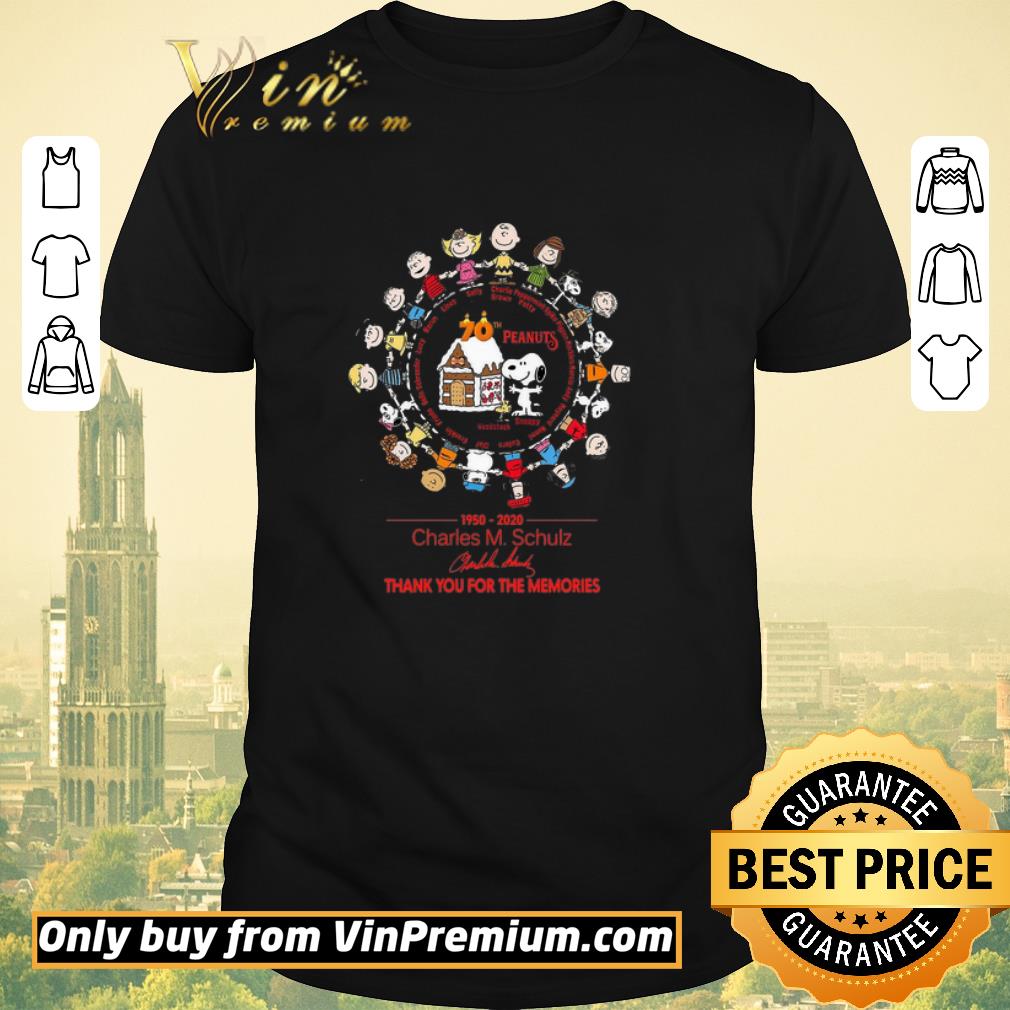Awesome 70th Peanuts 1950 2020 Charles M Schulz Signature Thank You For The Memories shirt sweater