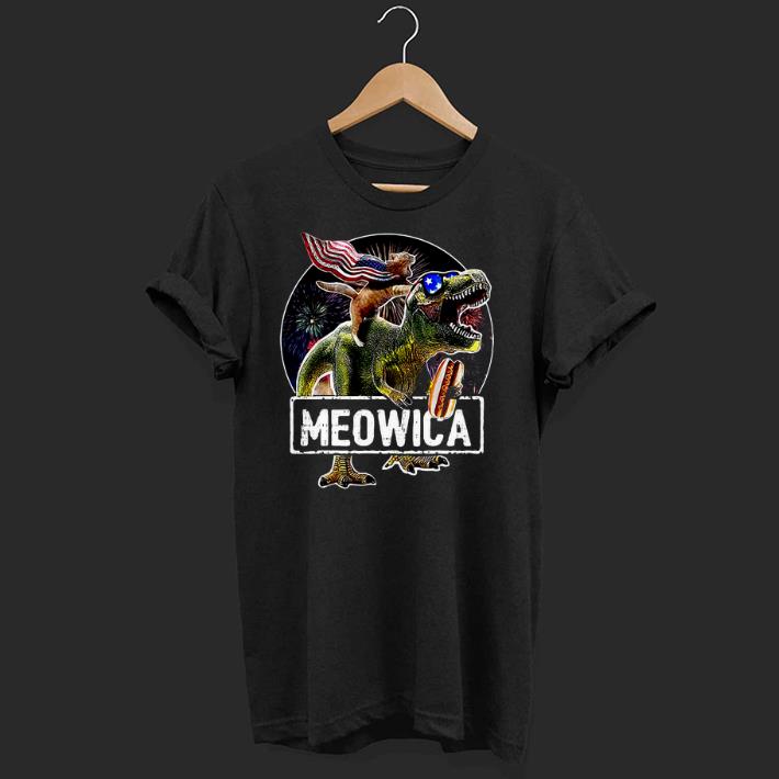 Original Meowica Cat T Rex Dinosaur 4th Of July So Cute Shirt