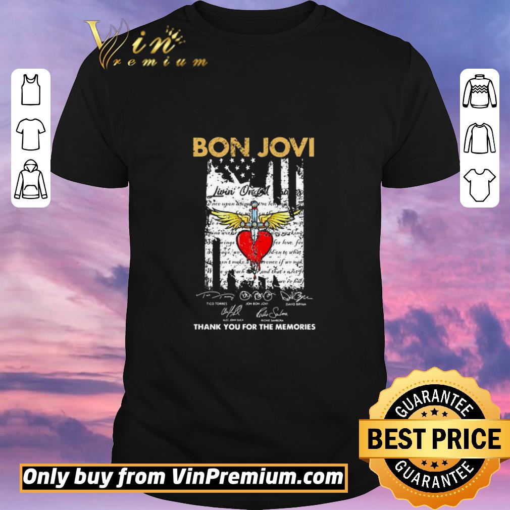 Awesome Bon jovi thank you for the memories signatures american flag independence day shirt sweater