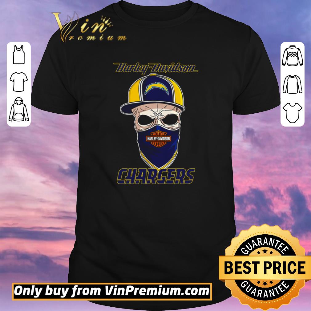 Funny Los Angeles Chargers skull wearing Harley-Davidson Cycles mask shirt sweater