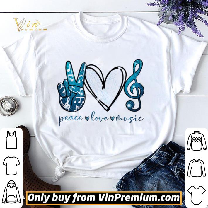 Premium Peace love music hand love key sol blue shirt sweater