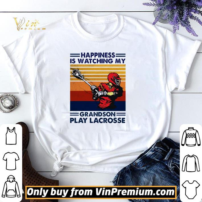 Awesome Happiness is watching my grandson play lacrosse vintage shirt sweater
