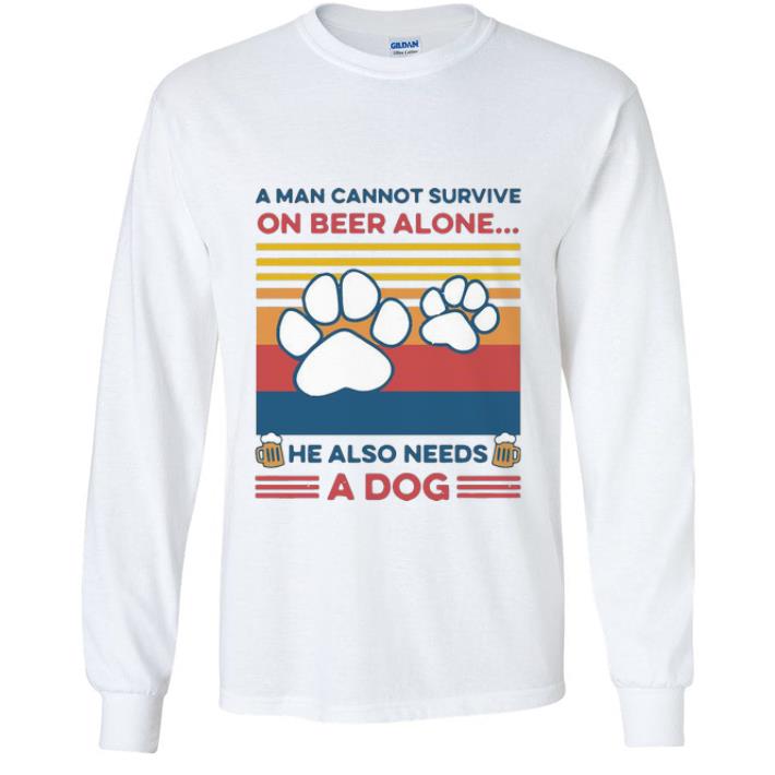 14d7daa0 premium vintage a man cannot survive on beer alone he also needs a dog shirt 4 - Premium Vintage A Man Cannot Survive On Beer Alone He Also Needs A Dog shirt