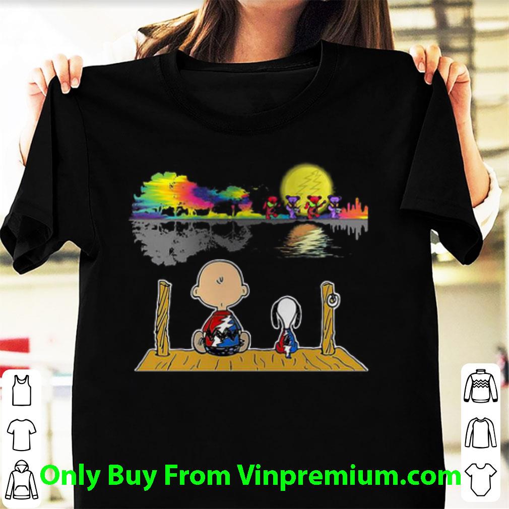 Hot Snoopy And Charlie Brown Hippie Bear Guitar Lake Grateful Dead shirt