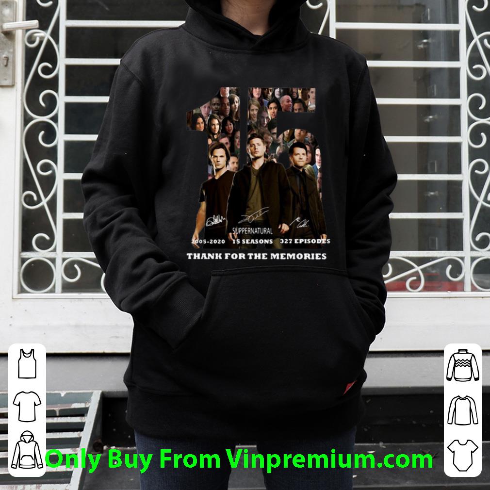 93777bdc great 15 supernatural 15 seasons 327 episodes thank for the memories shirt 4 - Great 15 Supernatural 15 Seasons 327 Episodes Thank For The Memories shirt