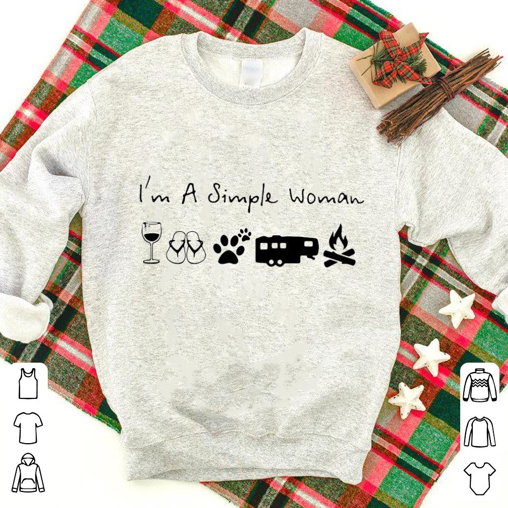 Awesome I’m A Simple Woman Wine Flip Flop Dog Paw Camping And Campfire Shirt