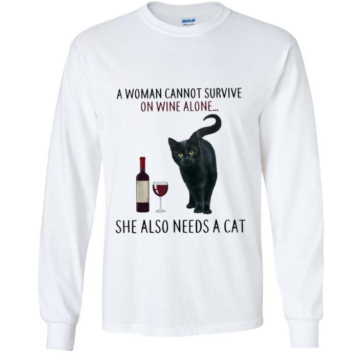 d0d6175c awesome a woman cannot survive on wine alone she also need a cat shirt 4 - Awesome A Woman Cannot Survive On Wine Alone She Also Need A Cat shirt