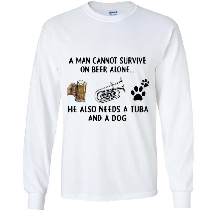 da766e93 premium a man cannot survive on beer alone he also needs a tuba and a dog shirt 4 - Premium A Man Cannot Survive On Beer Alone He Also Needs A Tuba And A Dog shirt