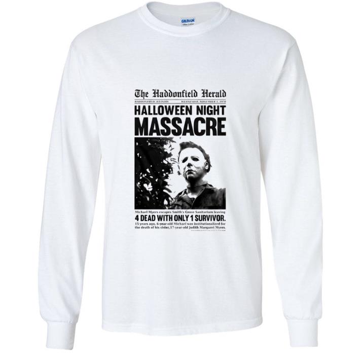 7f0da902 original michael myers in the haddonfield herald halloween night massage shirt 4 - Original Michael Myers In The Haddonfield Herald Halloween Night Massage shirt