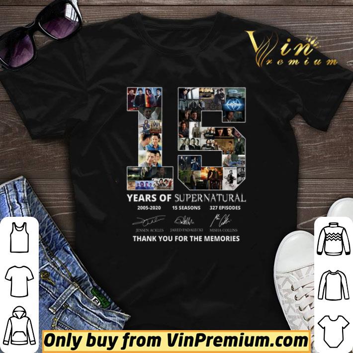 Top 15 Years Of Supernatural 2005 2020 15 Seasons 327 Episodes Signature Thank You shirt sweater