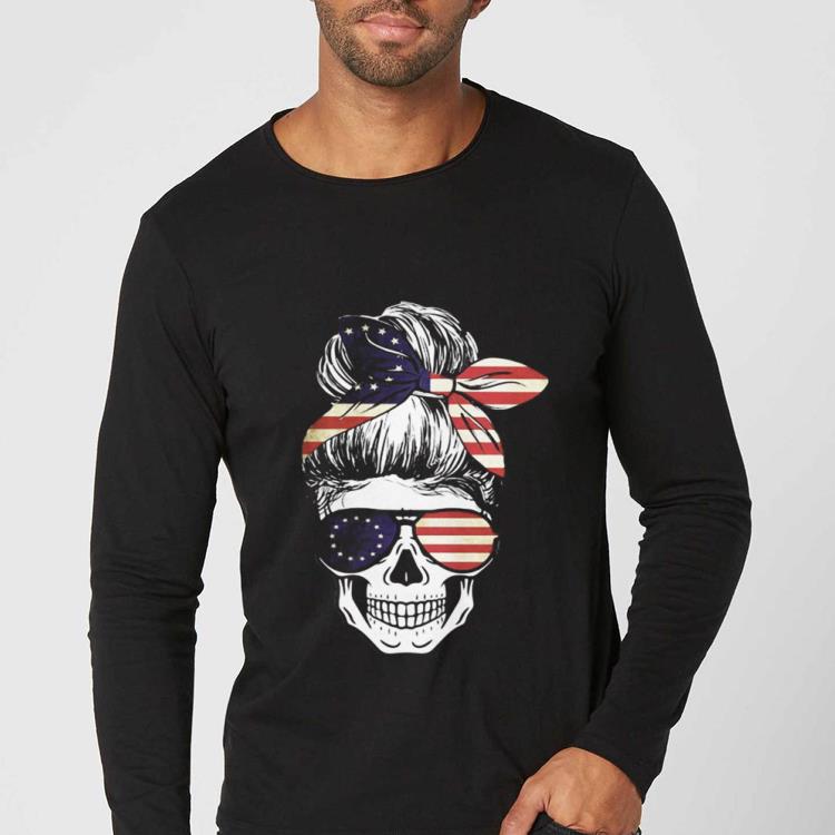 8fcac9e5 top betsy ross skull girl and sunglasses american flag shirt 4 - Top Betsy Ross Skull Girl And Sunglasses American Flag shirt