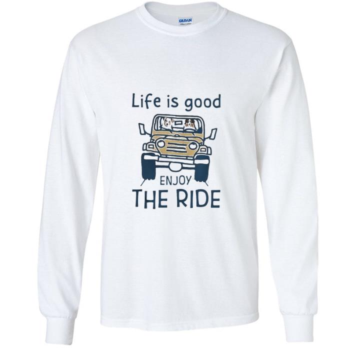 97afe1d6 original australian shepherd life is good enjoy the ride yellow car shirt 4 - Original Australian Shepherd Life Is Good Enjoy The Ride Yellow Car shirt