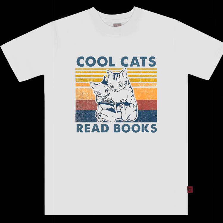 Cool Cats Read Books Vintage Shirt