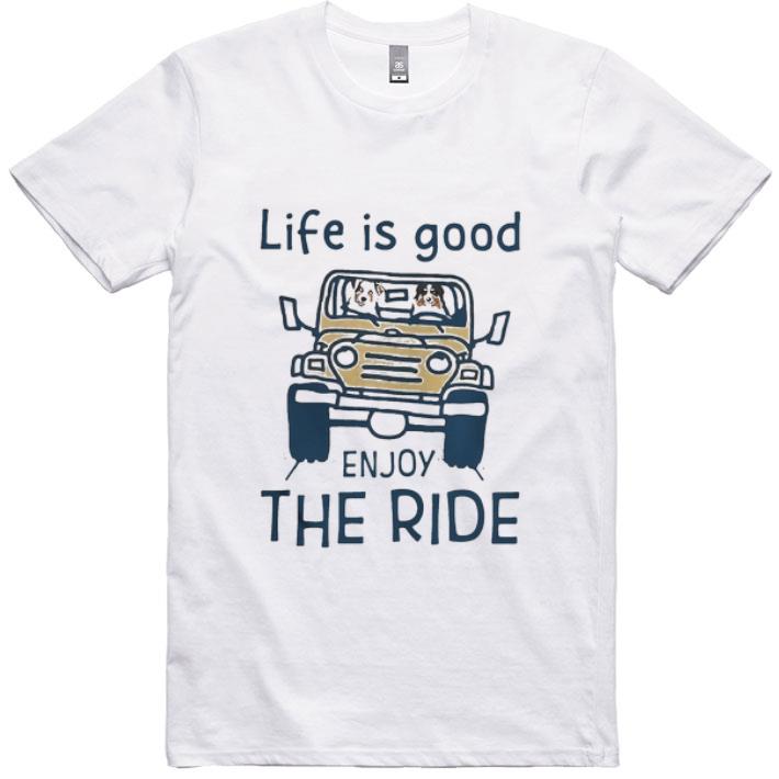 Original Australian Shepherd Life Is Good Enjoy The Ride Yellow Car shirt