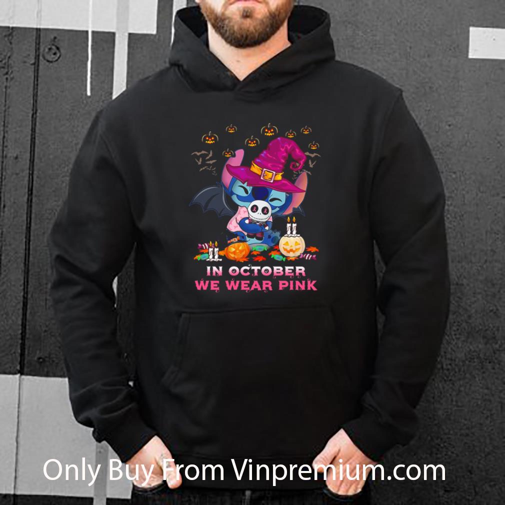 26991128 great halloween pumpkins stitch and jack skellington in october we wear pink shirt 4 - Great Halloween Pumpkins Stitch And Jack Skellington In October We Wear Pink shirt