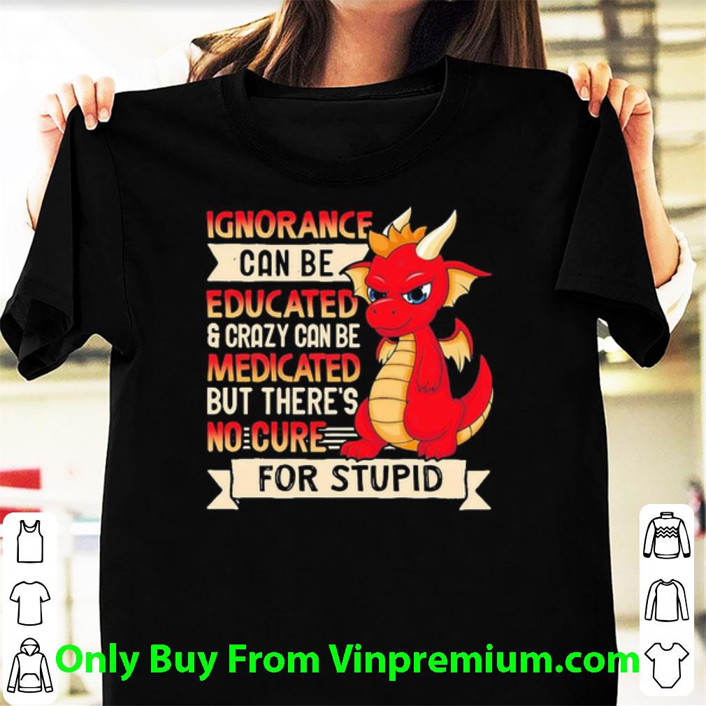 Awesome Dragon Ignorance Can Be Educated Crazy Can Be Medicated But There’s No Cure For Stupid shirt