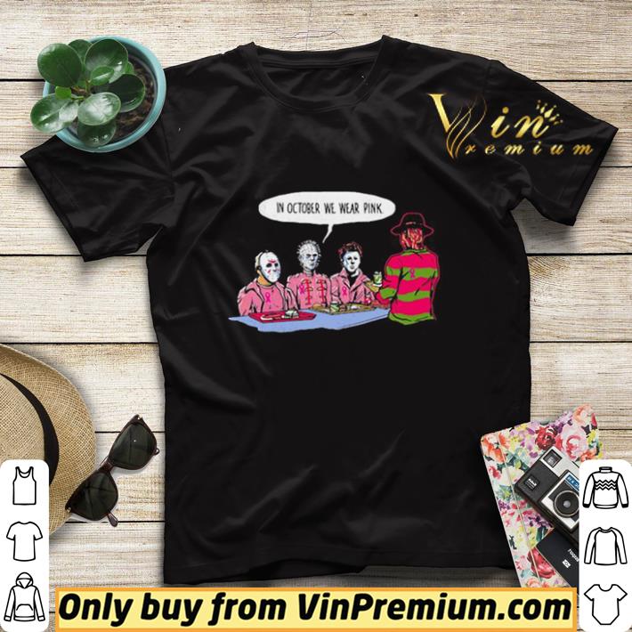 55274493 awesome halloween krueger jason voorhees michael myers in october we wear pink shirt sweater 4 - Awesome Halloween krueger jason voorhees michael myers in october we wear pink shirt sweater