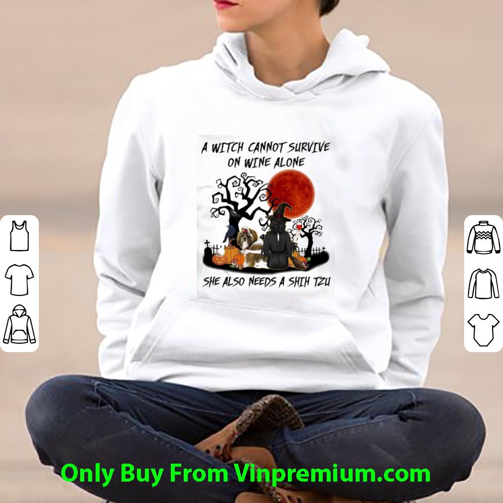 5d88f4d7 great a with cannot survive on wine alone she also needs a shih tzu halloween shirt 4 - Great A With Cannot Survive On Wine Alone She Also Needs A Shih Tzu Halloween shirt