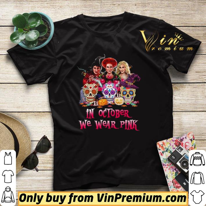 cdf30114 premium halloween skull in october we wear pink shirt sweater 4 - Premium Halloween skull In october we wear pink shirt sweater