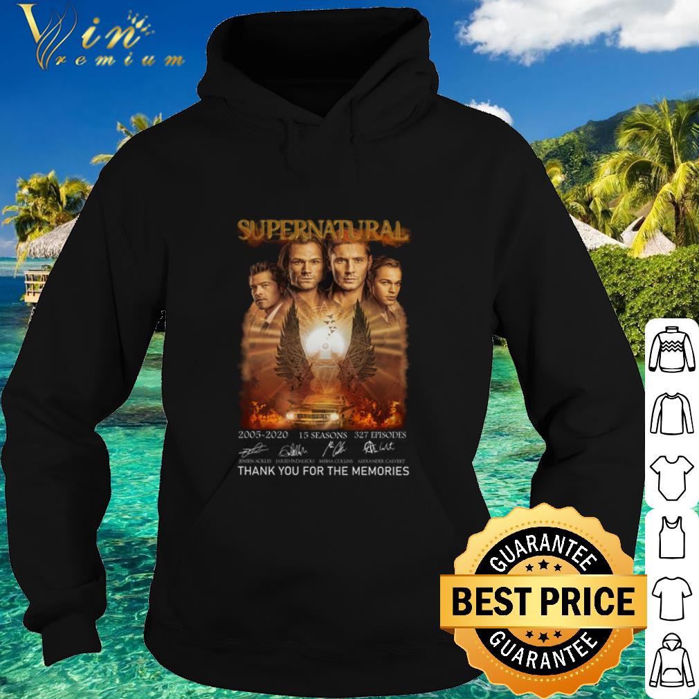 1b95070c nice supernatural 15 seasons 327 episodes thank you for the memories shirt 4 - Nice Supernatural 15 Seasons 327 Episodes Thank you for the memories shirt