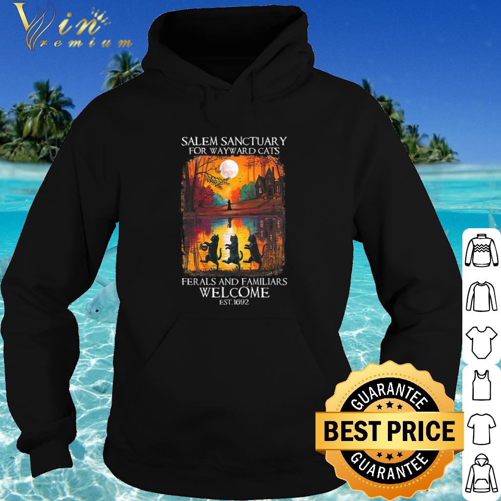 6e9f30a2 nice salem sanctuary for wayward cat ferals and familiars welcome est 1692 shirt 4 - Nice Salem Sanctuary For wayward Cat Ferals and Familiars Welcome est 1692 shirt