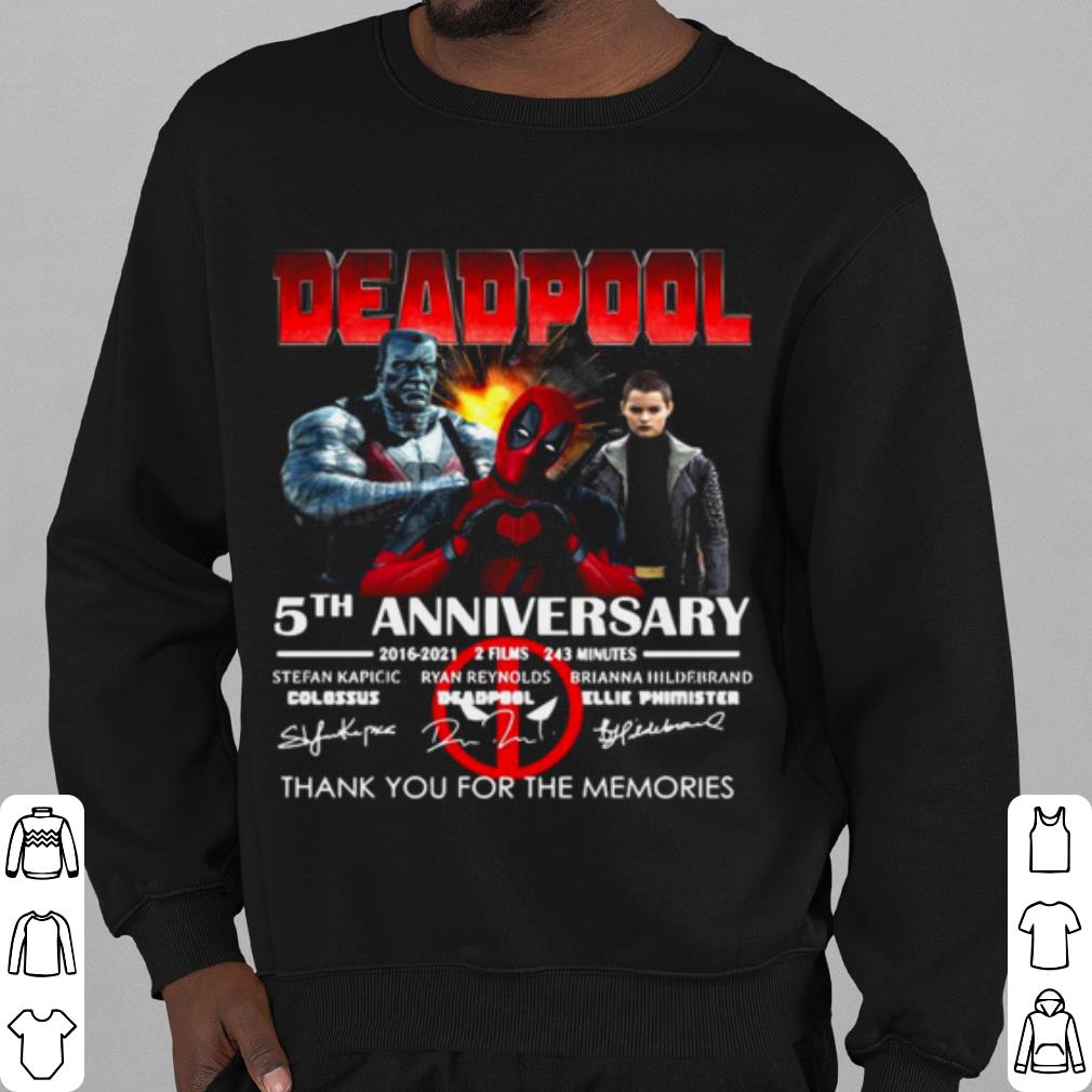 25b491ec premium deadpool 5th anniversary 2016 2021 2 film 243 minutes signatures shirt 4 - Premium Deadpool 5th Anniversary 2016 2021 2 Film 243 Minutes Signatures shirt