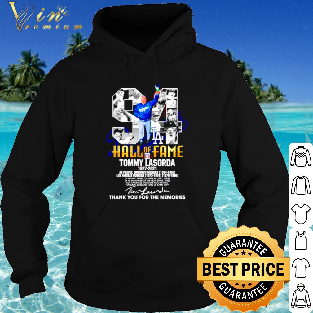 adeeb0cc premium 94 hall of fame tommy lasorda 1927 2021 thank the memories signature shirt 4 - Premium 94 Hall Of Fame Tommy Lasorda 1927 2021 Thank The Memories Signature shirt