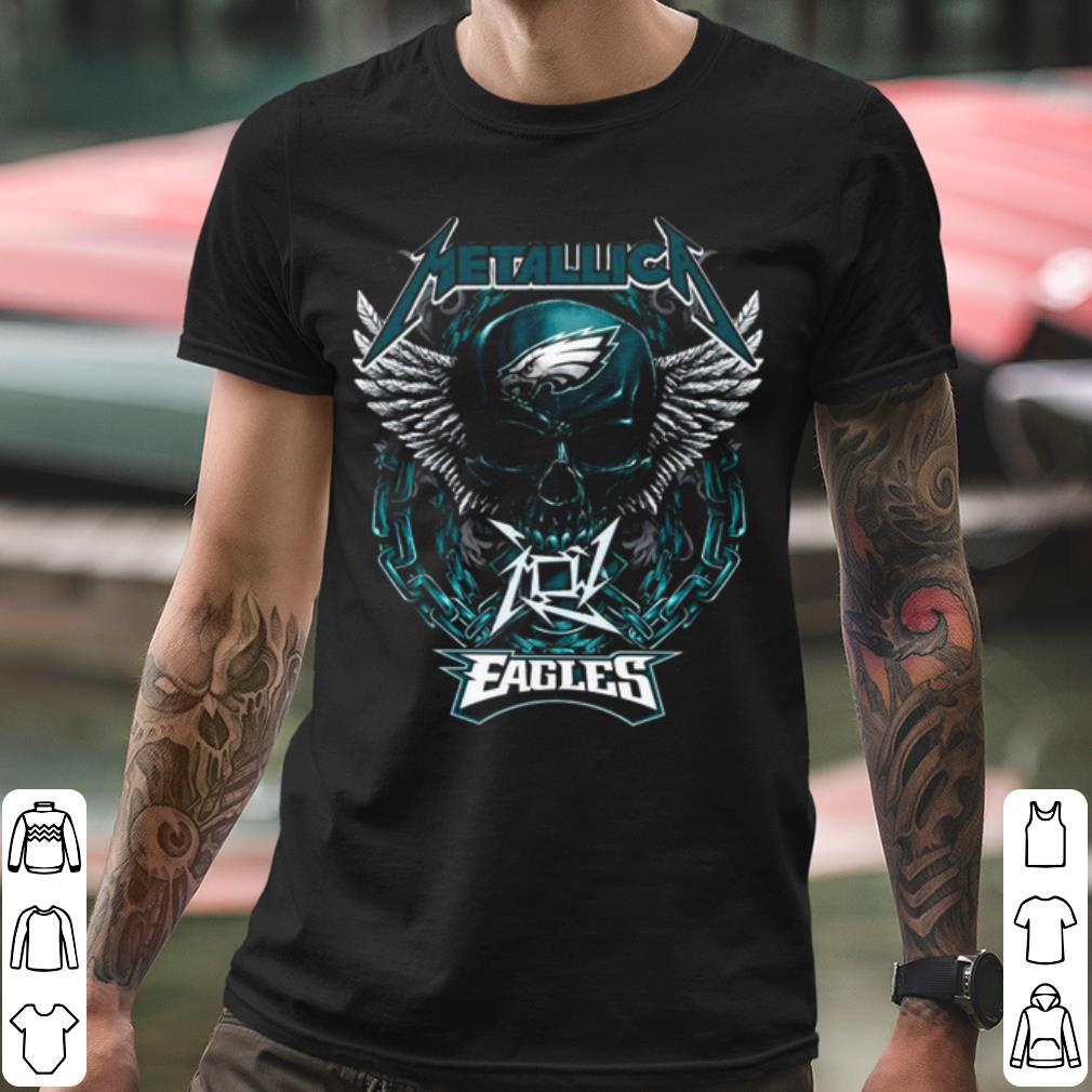 ceb1bb0a nice skull metallica philadelphia eagles shirt 4 - Nice Skull Metallica Philadelphia Eagles shirt