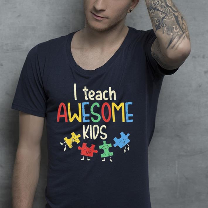 I Teach Awesome Kids Autism Awareness Puzzle shirt I Teach Awesome Kids Autism Awareness Puzzle shirt 4 - I Teach Awesome Kids Autism Awareness Puzzle shirt