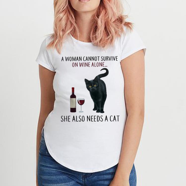 A Woman Cannot Survive On Wine Alone She Also Need A Cat long sleeve 1 - A Woman Cannot Survive On Wine Alone She Also Need A Cat long sleeve