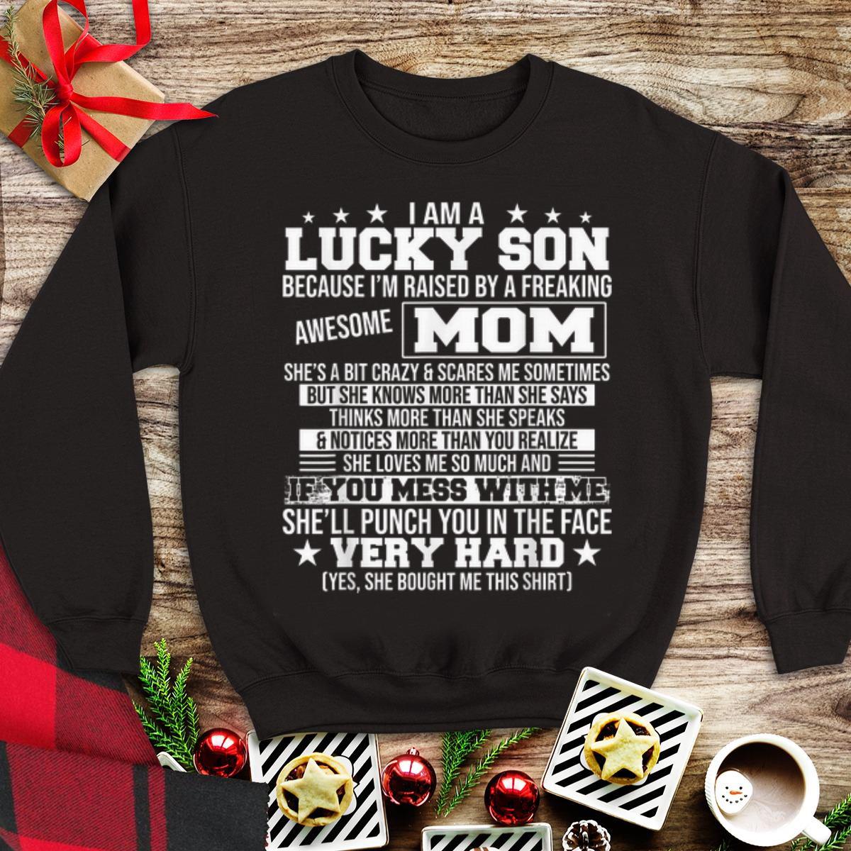 I Am A Lucky Son Because I m Raised By A freaking Awesome Mom She ll Punch You In The Face Very Hard tank top 1 - I Am A Lucky Son Because I'm Raised By A freaking Awesome Mom She'll Punch You In The Face Very Hard tank top