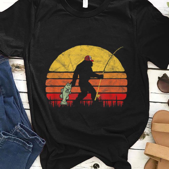 Premium Fishing Bigfoot In Trucker Hat Vintage Retro shirt 1 - Premium Fishing Bigfoot In Trucker Hat Vintage Retro shirt